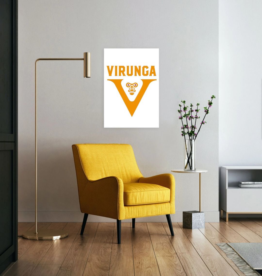 A V for Virunga Poster, displayed on a wall in a living room setting.