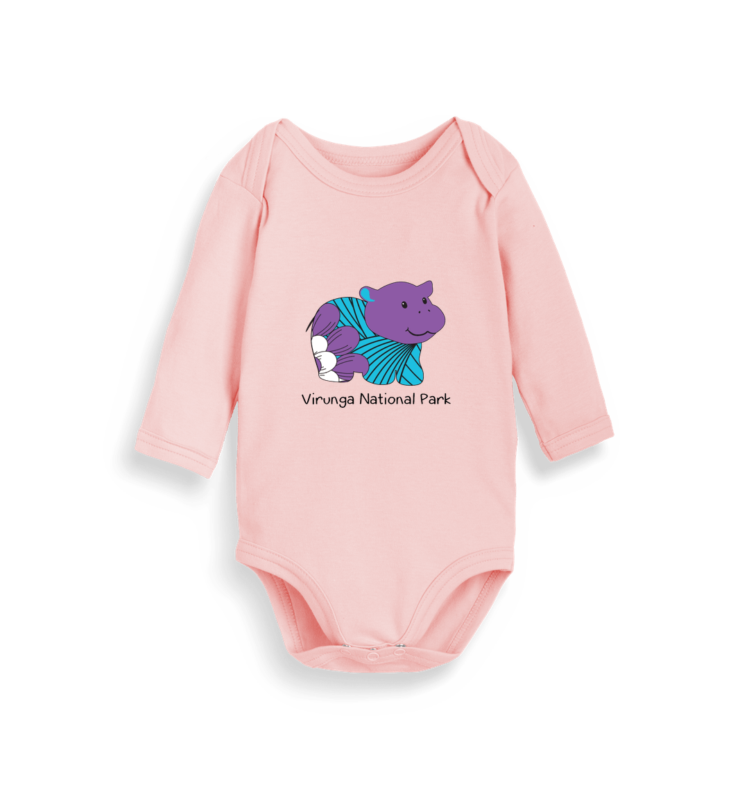 Organic Powder Pink Hippo Longsleeved Babygrow