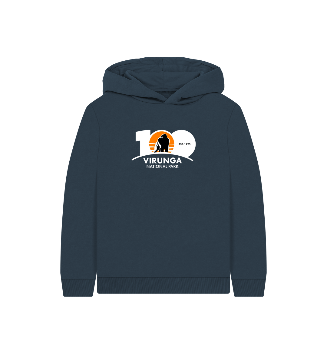 Navy Blue Printed Kids Hoodie Front