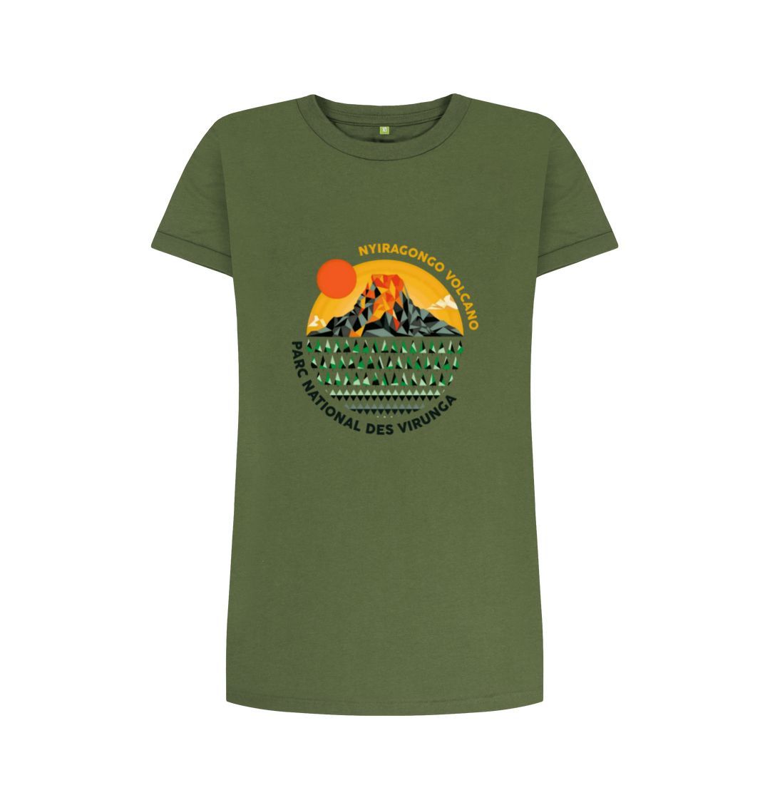 Khaki Nyiragongo Volcano T-shirt Dress