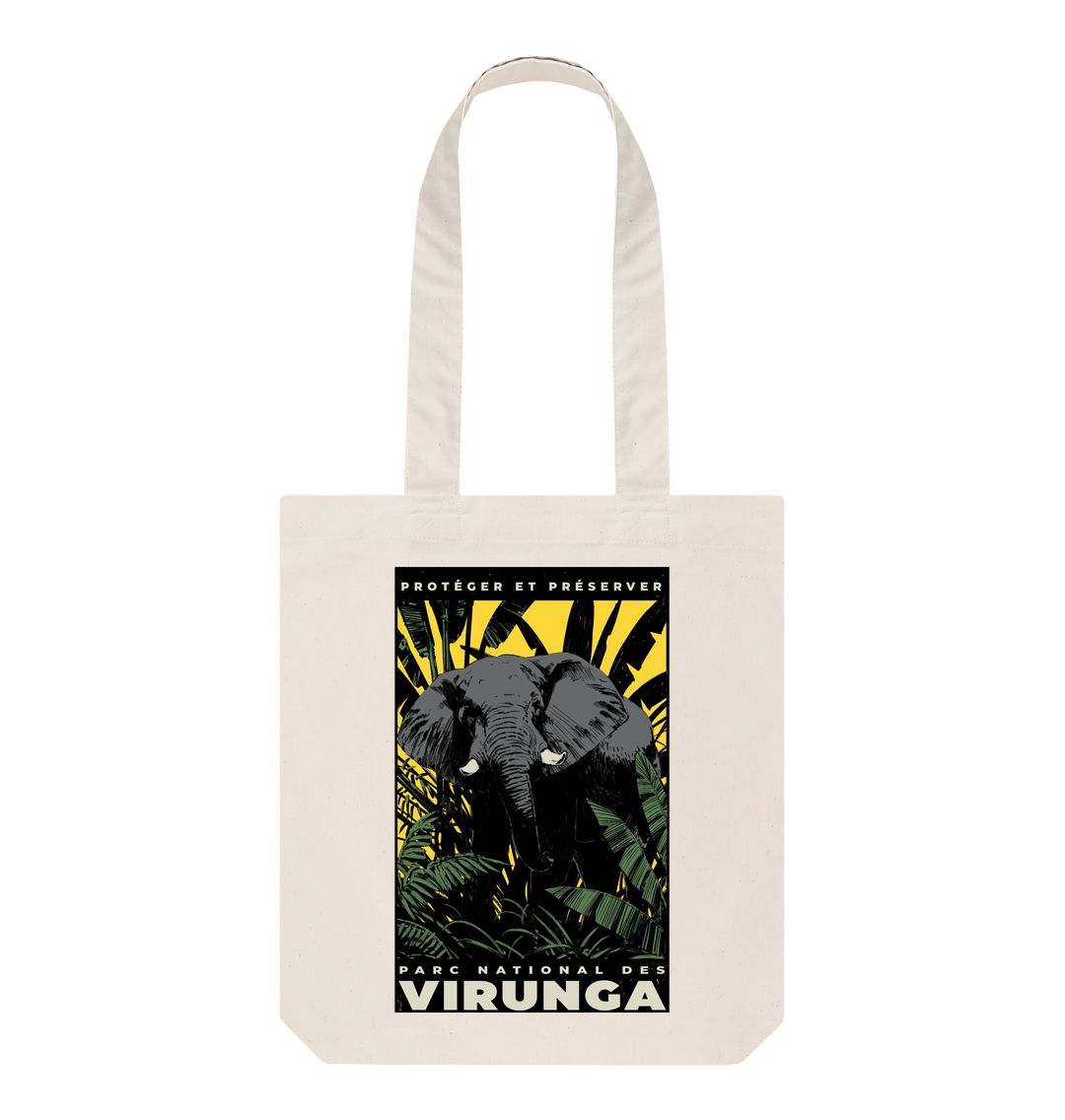 Natural African Elephant Yellow Print Tote Bag