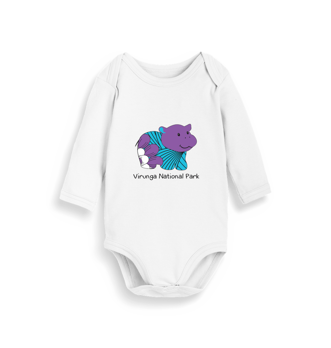 Organic White Hippo Longsleeved Babygrow