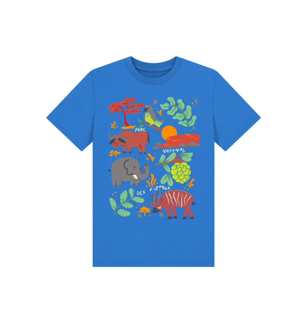 Bright Blue Savanna Wildlife Kids T-shirt