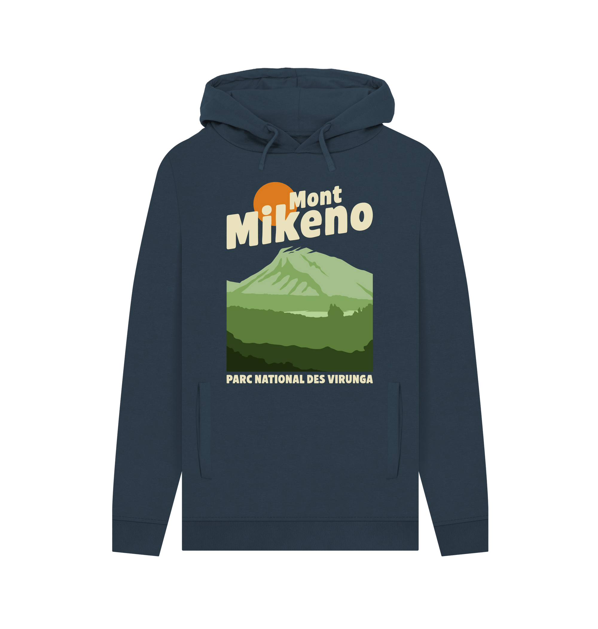 Navy Printed Hoody Front