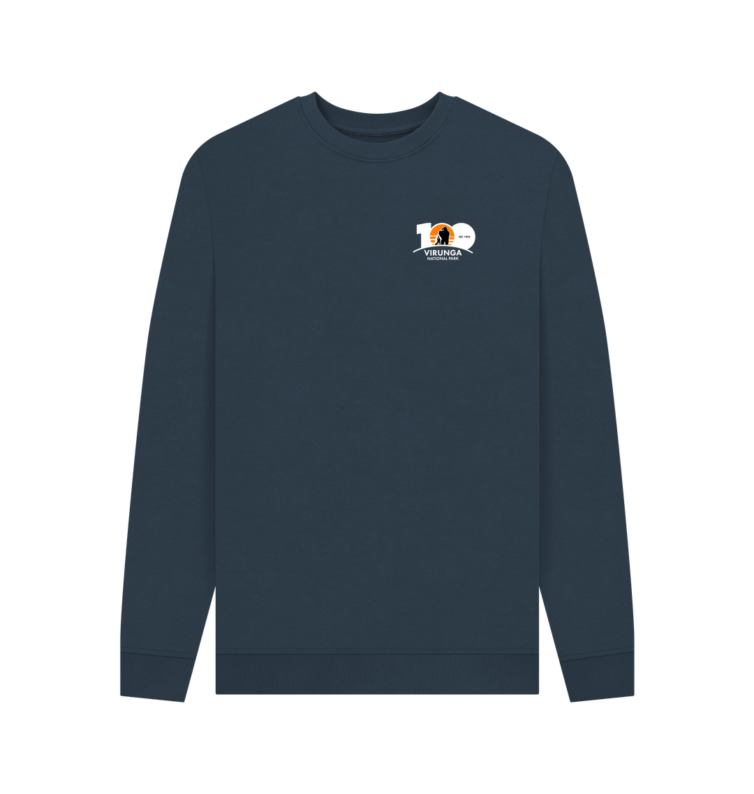 Navy Blue Printed Sweater Front