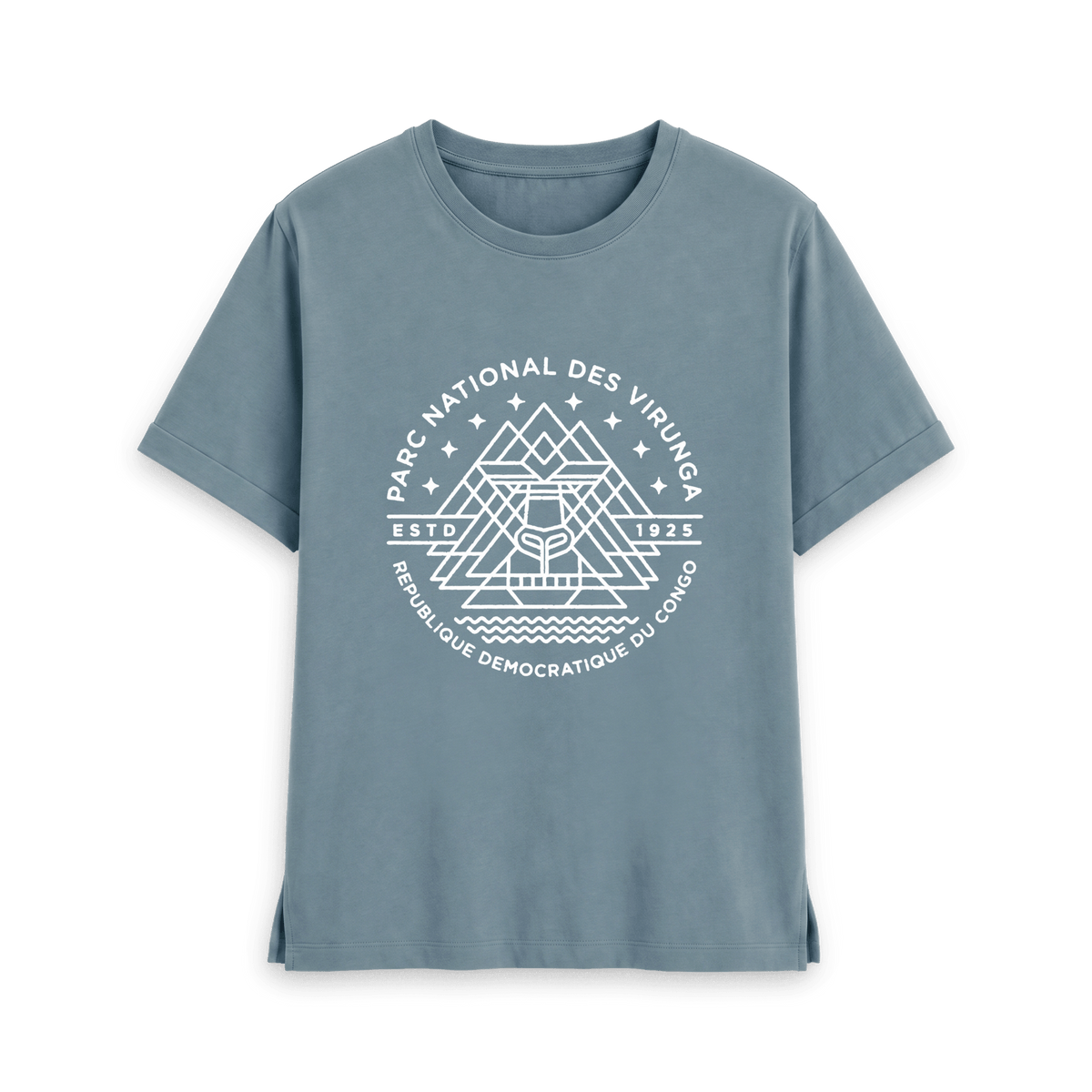 Stone Blue Printed T-shirt Front