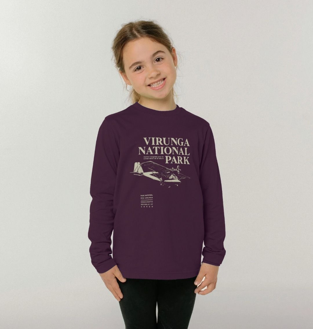 A Kid wearing a Purple Virunga Pilot Kids Long Sleeve 