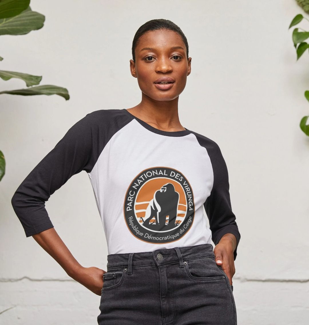 A Woman Wearing Virunga Logo Women's Longsleeves