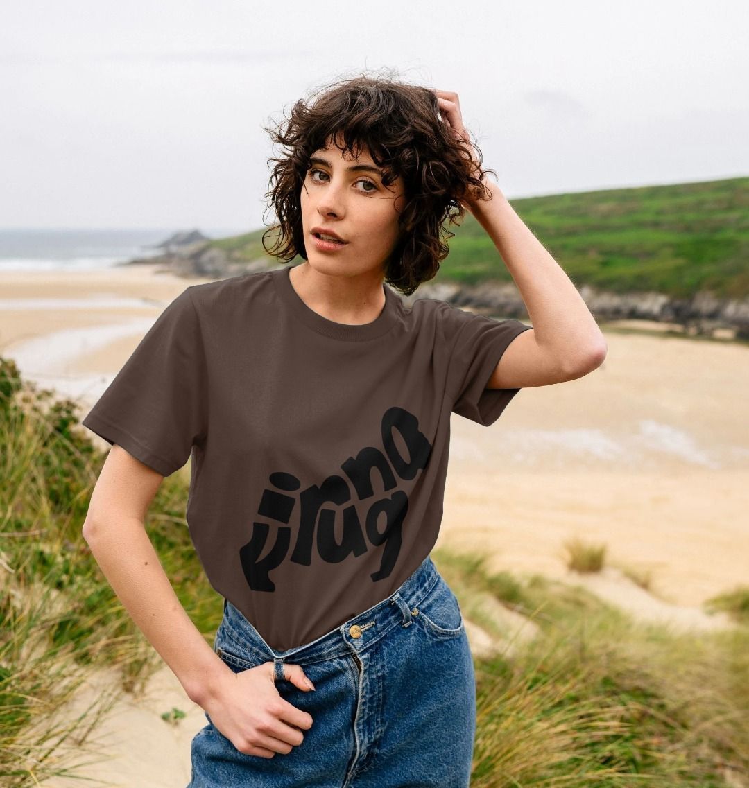 A Woman Wearing a Chocolate Gorilla Emblem Women's T-shirt