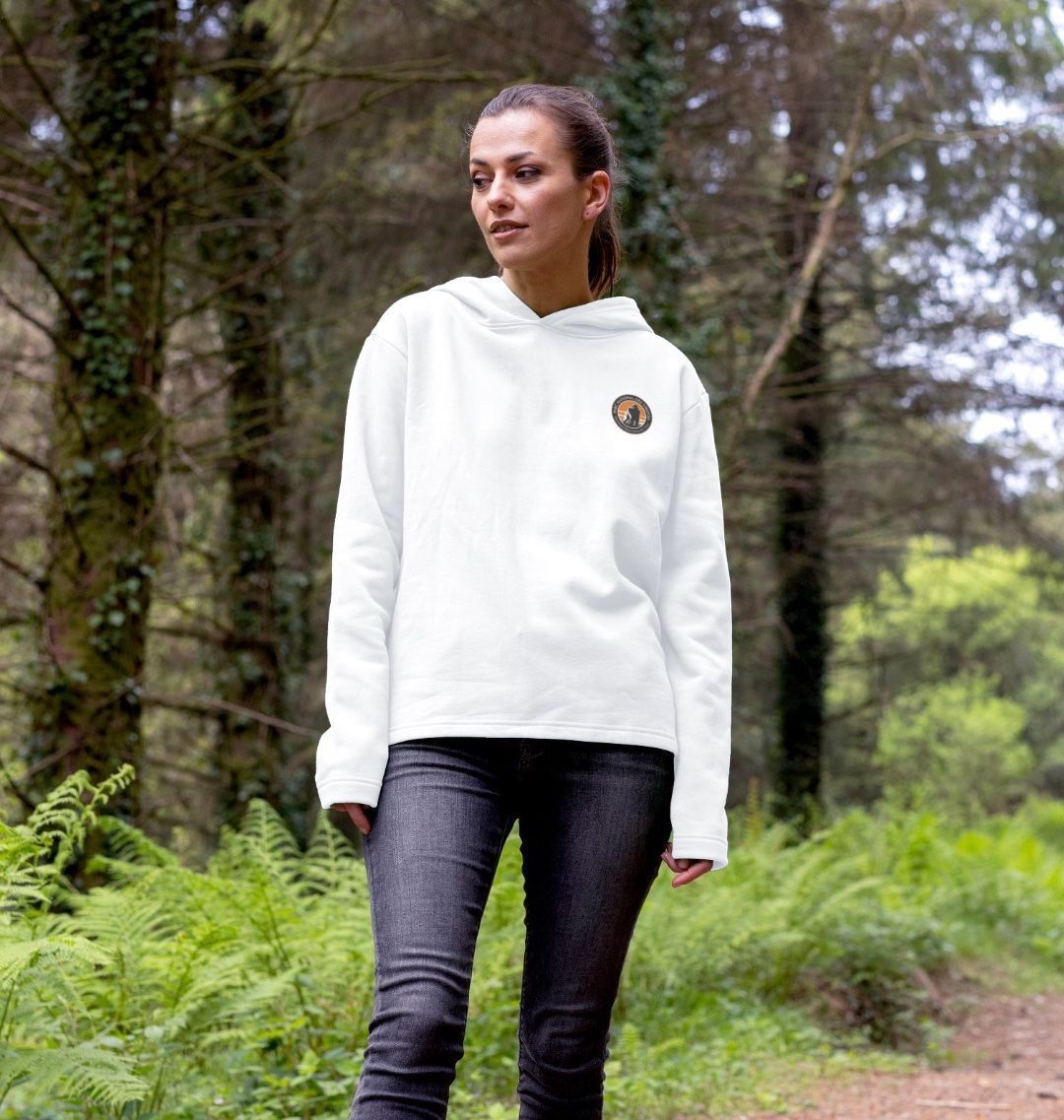 A Woman Wearing a white Lion Women's Hoodie