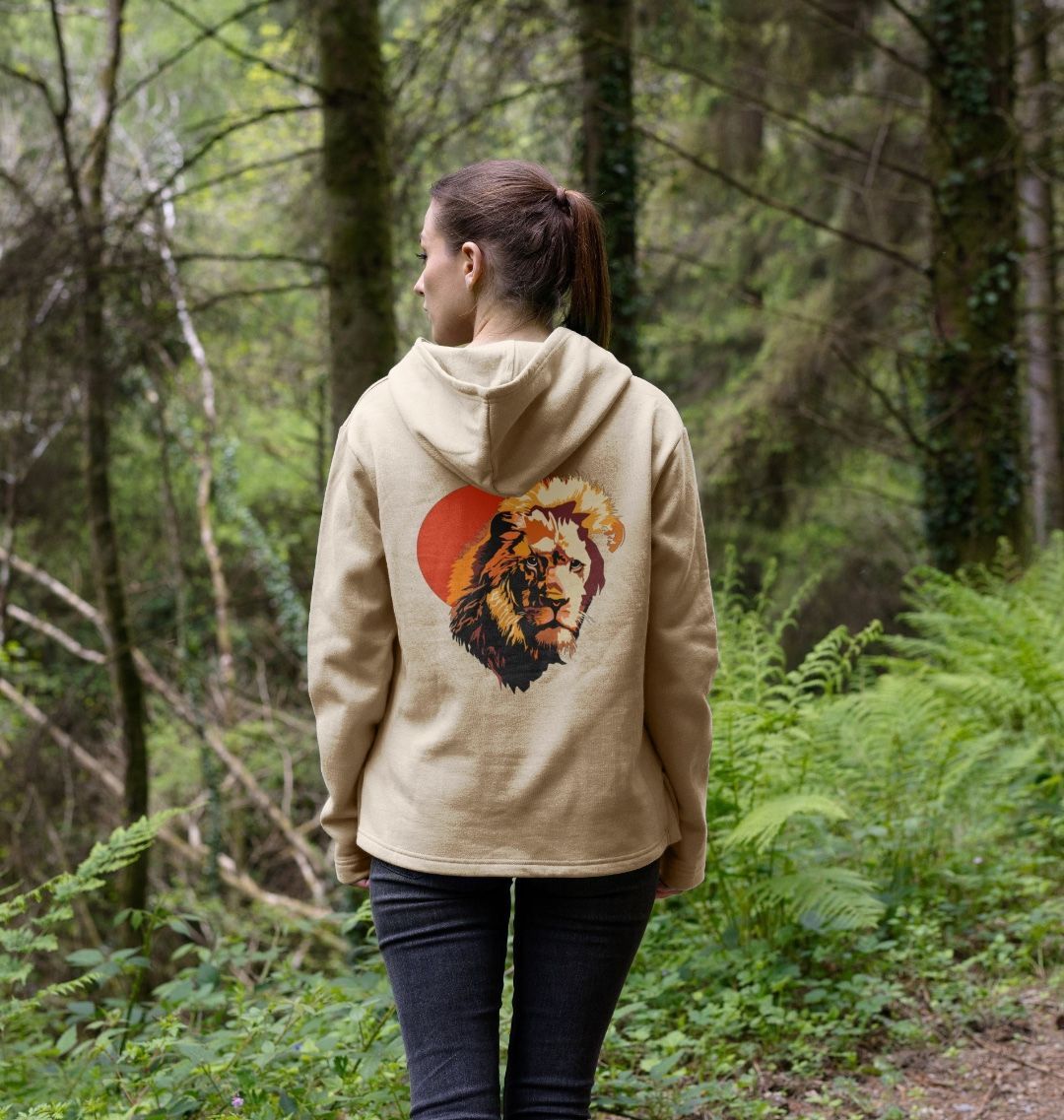 A Woman Wearing an Oat Lion Women's Hoodie