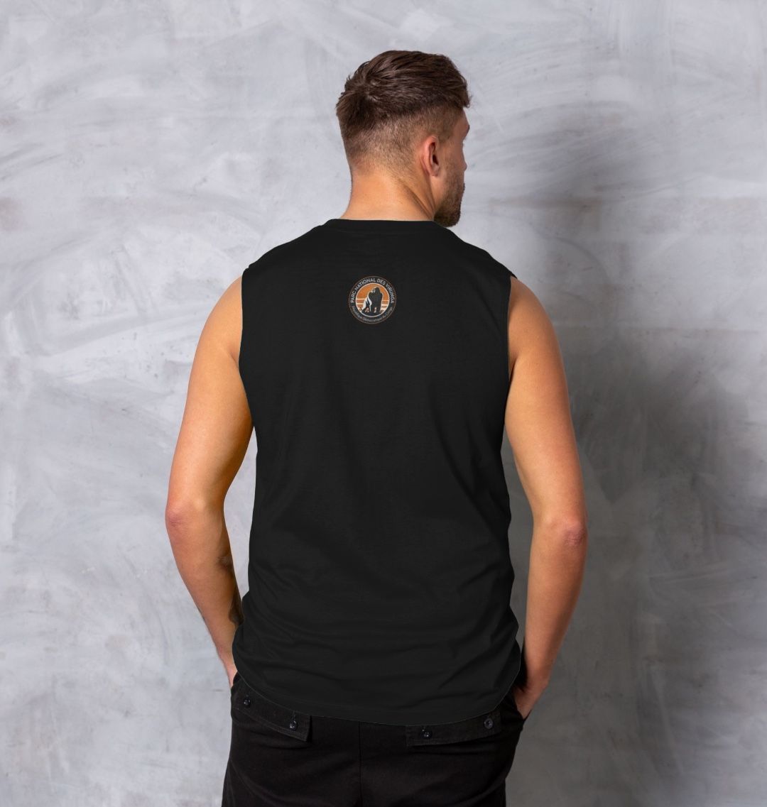A man Wearing a Black Virunga Pocket Logo Men's Vest 