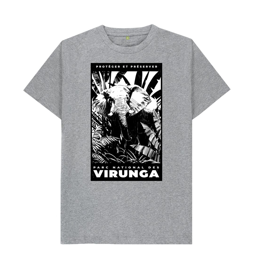 Athletic Grey African Elephant Black Print Men's T-shirt