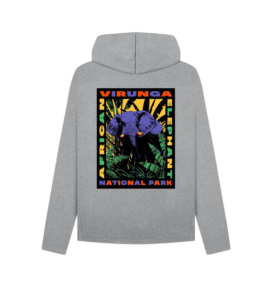 Athletic Grey Retro Elephant Women's Hoodie 