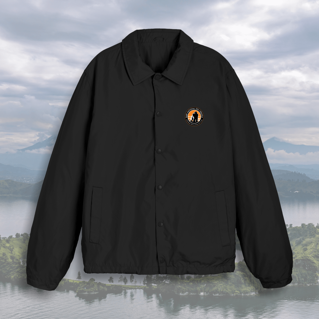 BlackVirungaLogoUnisexWaterproofJacket