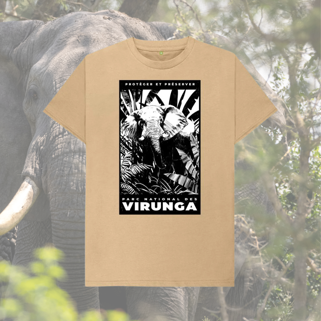 African Elephant Black Print Men's T-shirt