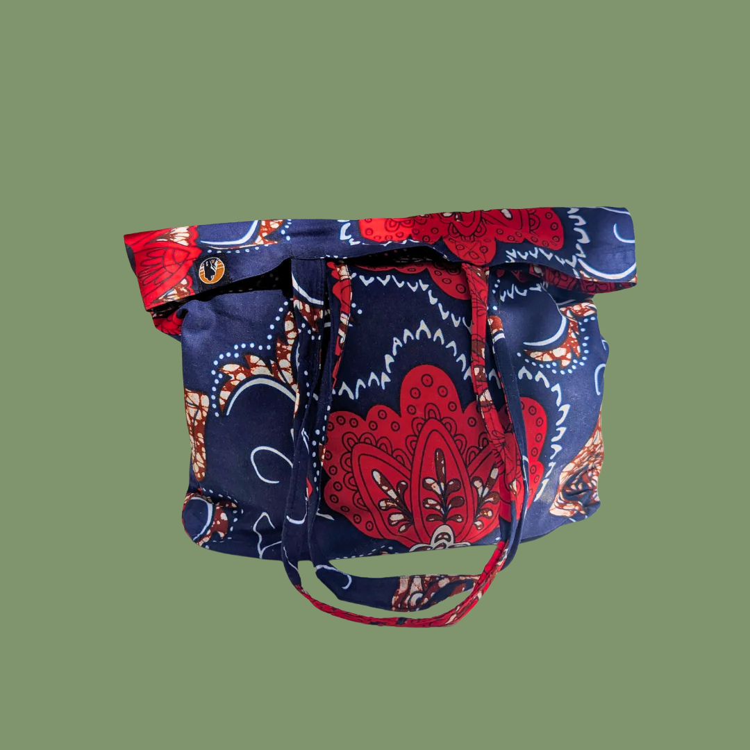 Tote bag Kitenge – bleu et rouge