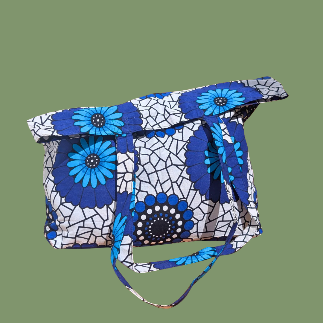 Tote bag Kitenge – bleu et blanc