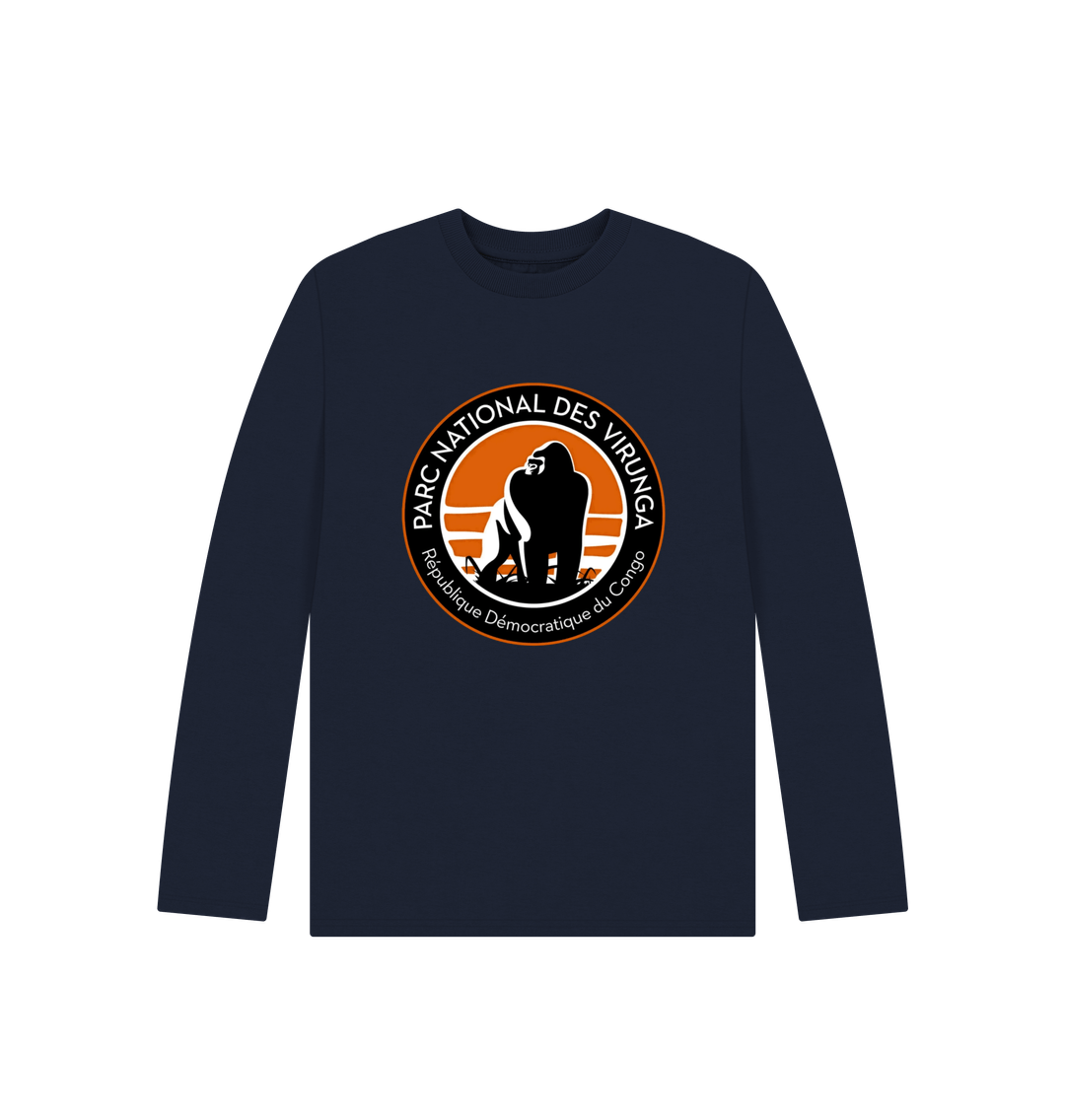 Navy Blue Virunga Logo Kids Long Sleeve
