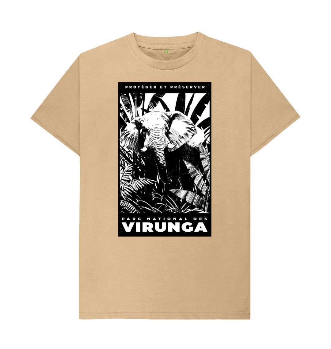 Sand African Elephant Black Print Men's T-shirt