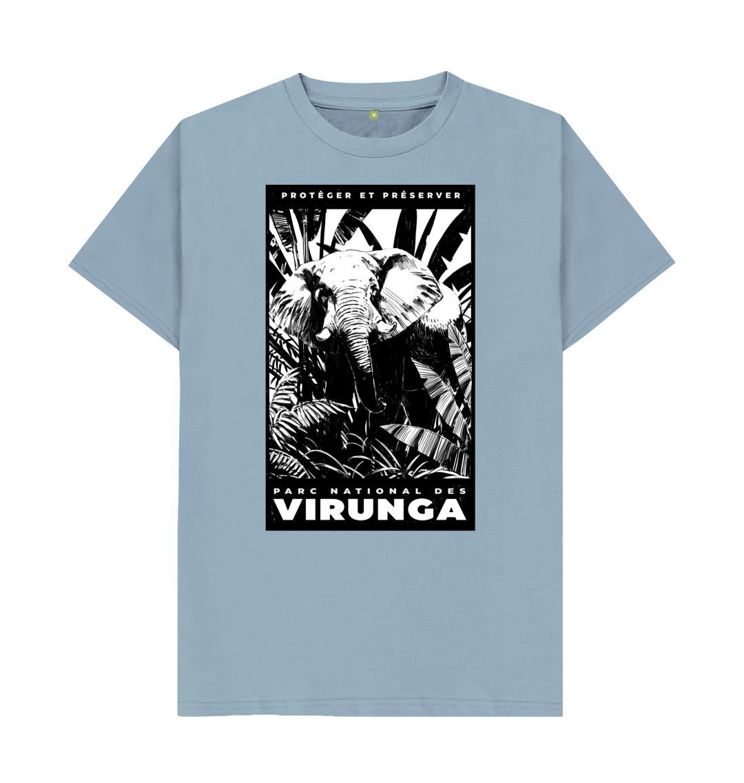 Stone Blue African Elephant Black Print Men's T-shirt