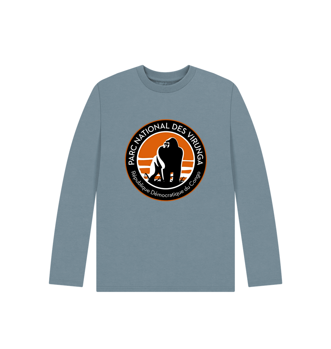 Stone Blue Virunga Logo Kids Long Sleeve