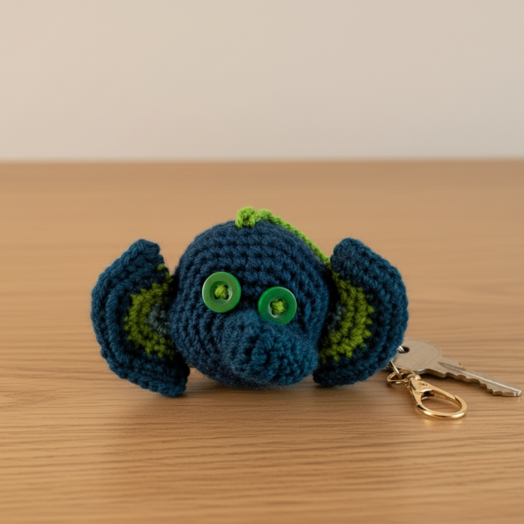 Elephant Crochet Keyring (Dark Blue)