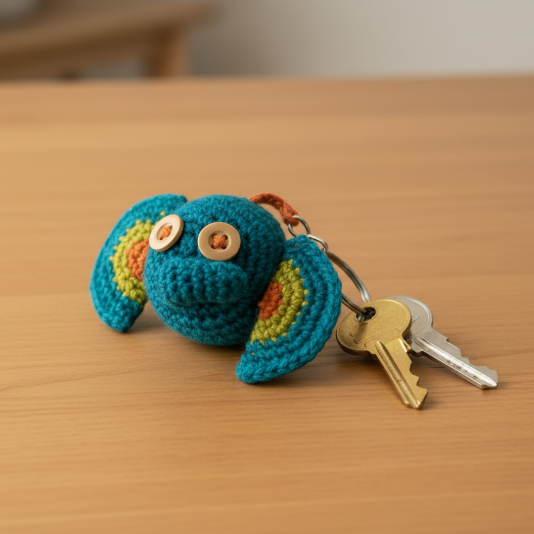 Porte-clés éléphant des Virunga (bleu clair)