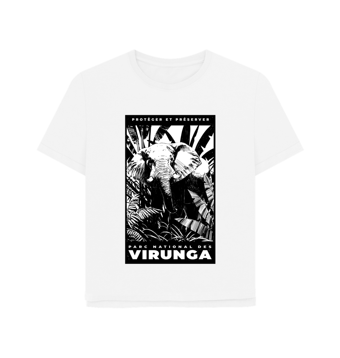 White African Elephant Black Print Women's Relaxed Tee