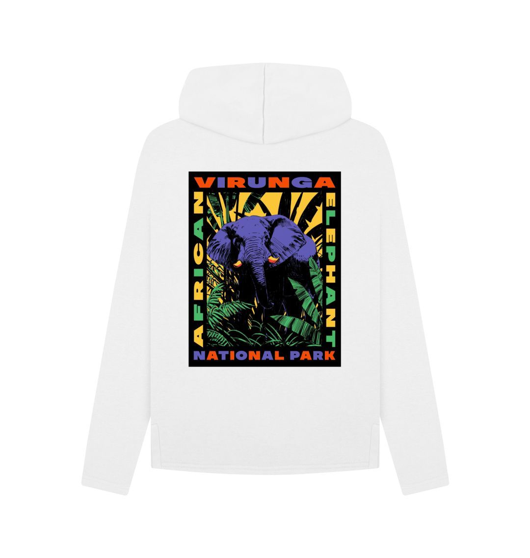 White Retro Elephant Women's Hoodie