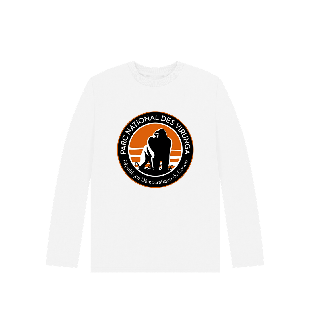White Virunga Logo Kids Long Sleeve