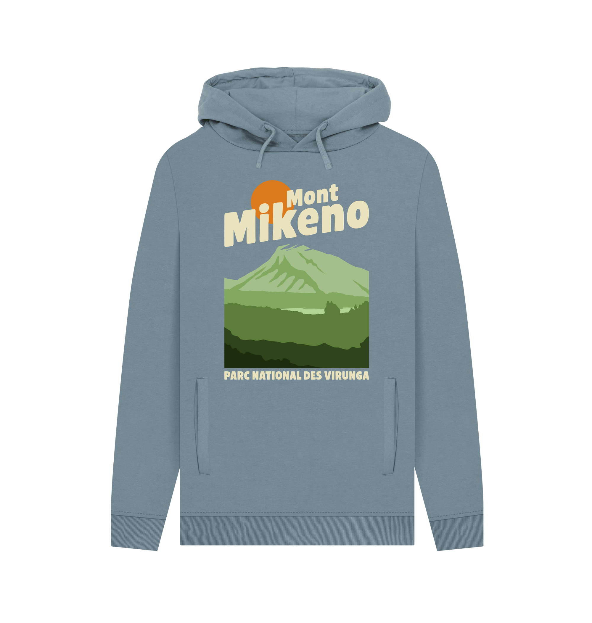 Stone Blue Printed Hoody Front