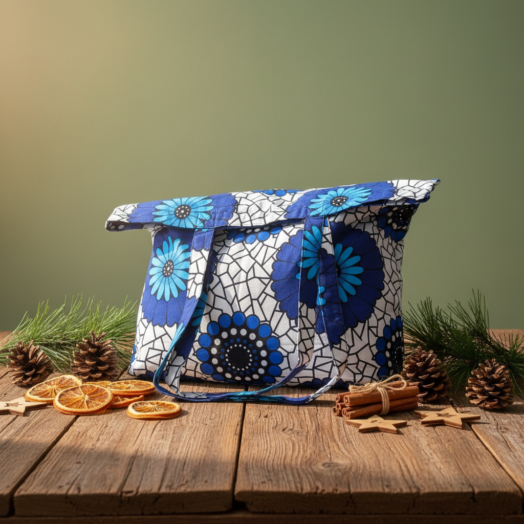 Blue and White Kitenge Tote - Authentic