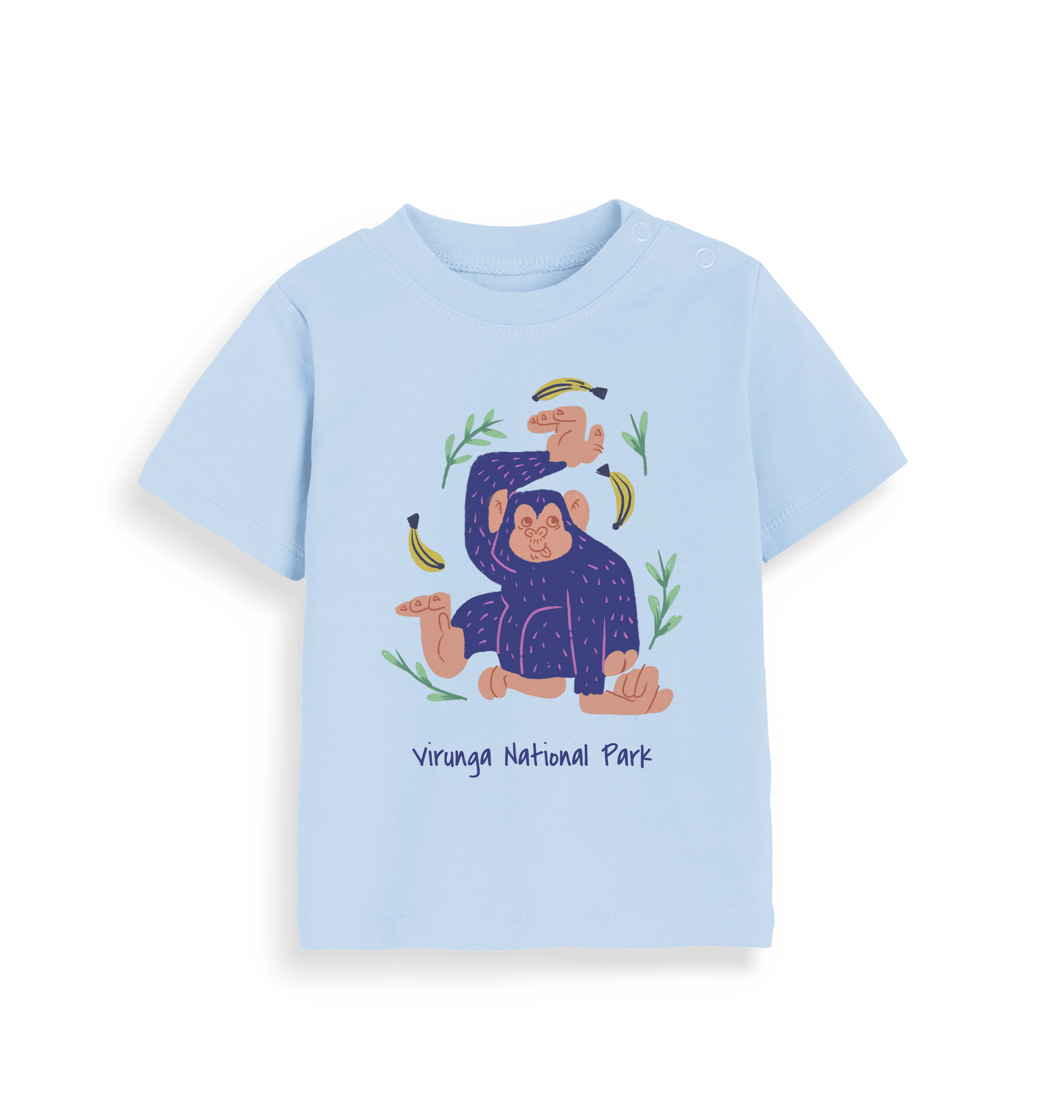 Dusty Blue Printed Kids T-Shirt Front