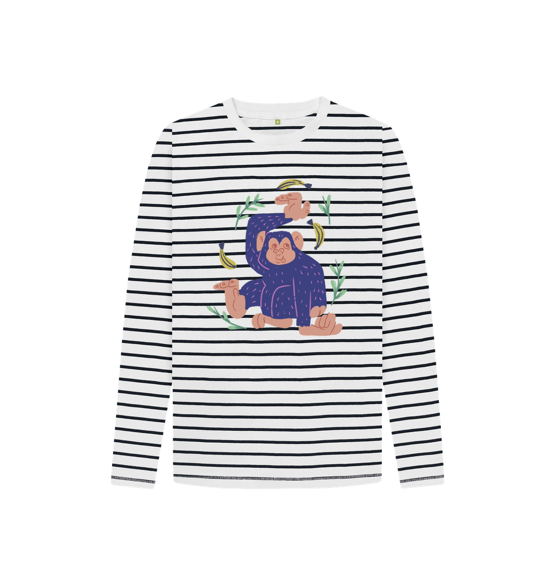 Navy Stripes Chimpanzee Kids Long Sleeve