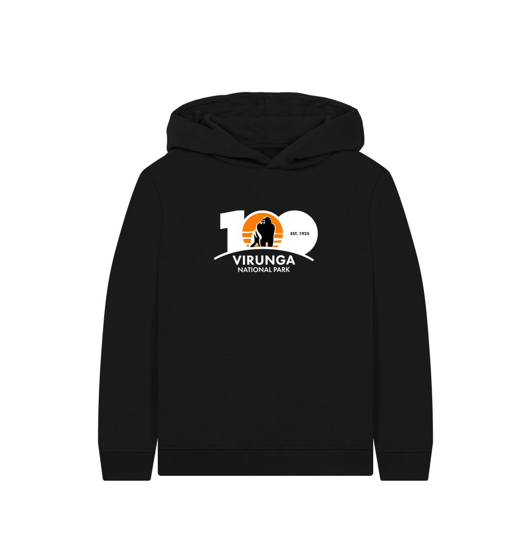 Black Printed Kids Hoodie Front