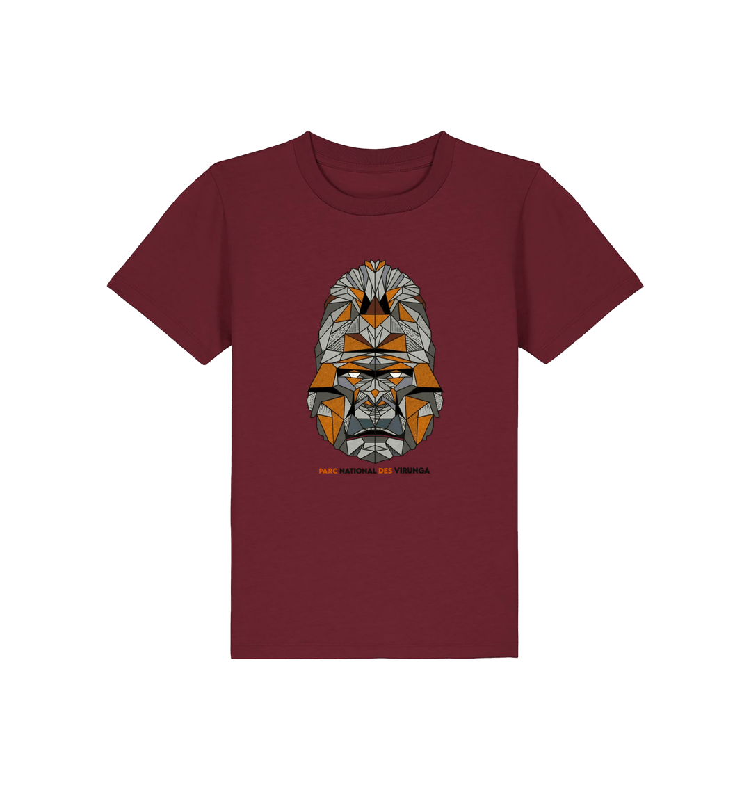 Burgundy Gorilla Face Kids T-shirt