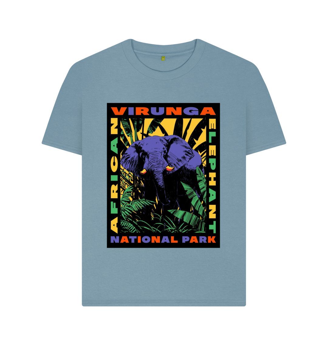 Stone Blue Retro Elephant Women's T-shirt