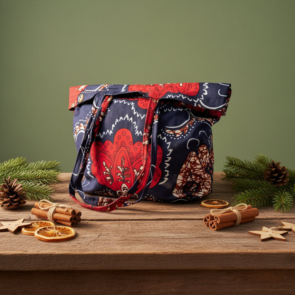 Navy and Red Kitenge Tote Holiday Styled