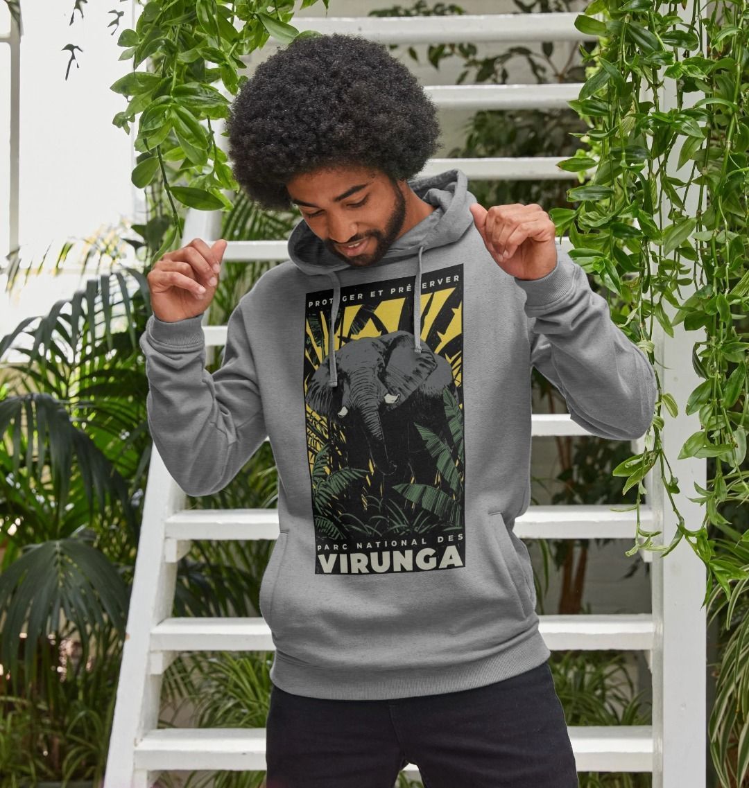 African Elephant Yellow Print Men's Hoodie