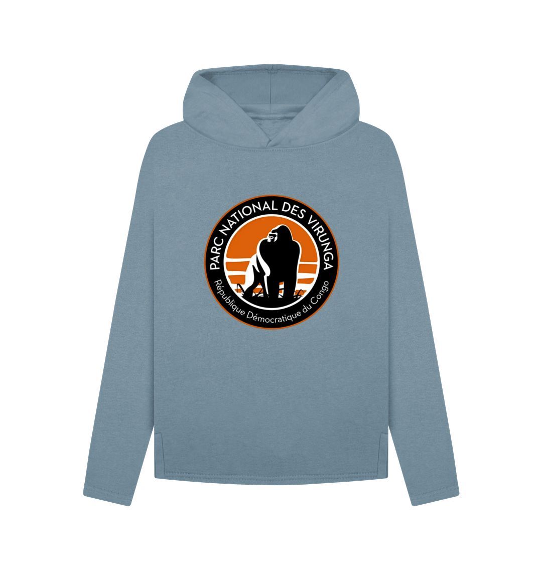 Stone Blue Virunga Logo Women's Relaxed Fit Hoodie