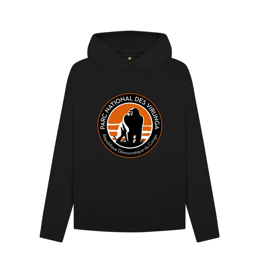 Black Virunga Logo Women's Relaxed Fit Hoodie